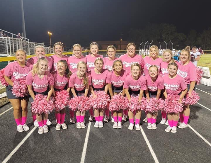 White County High School cheerleaders dressed in pink t-shirts in observance of Breast Cancer Awareness Month.  (Photo by JULIA MORRIS PHOTOGRAPHY)